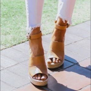 Treasure and Bond Tan Leather Wedges